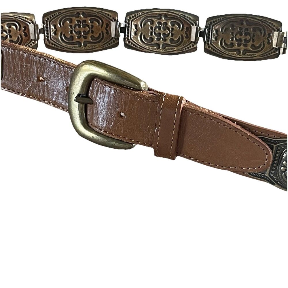 Vintage Women’s Western Small Concho Link Belt~Gold Metal~Southwestern Cowgirl